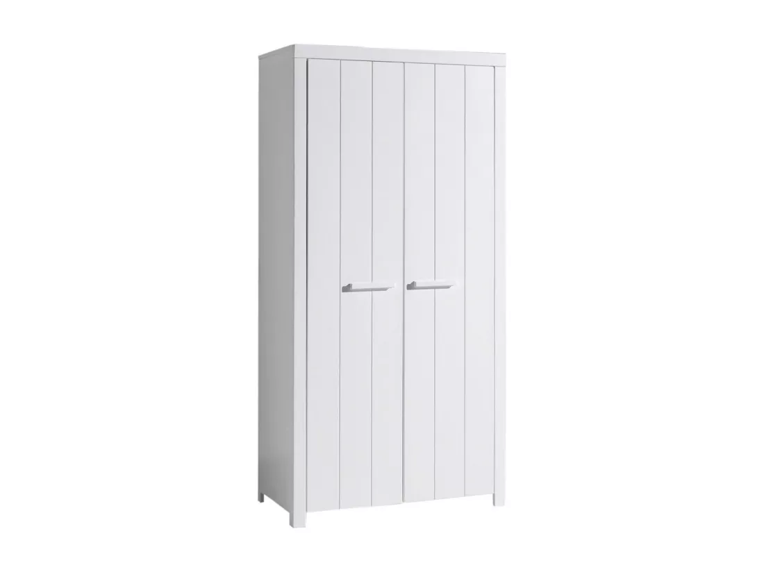 GASTON - Lit 90x200cm avec Sommier + Chevet + Armoire 2P