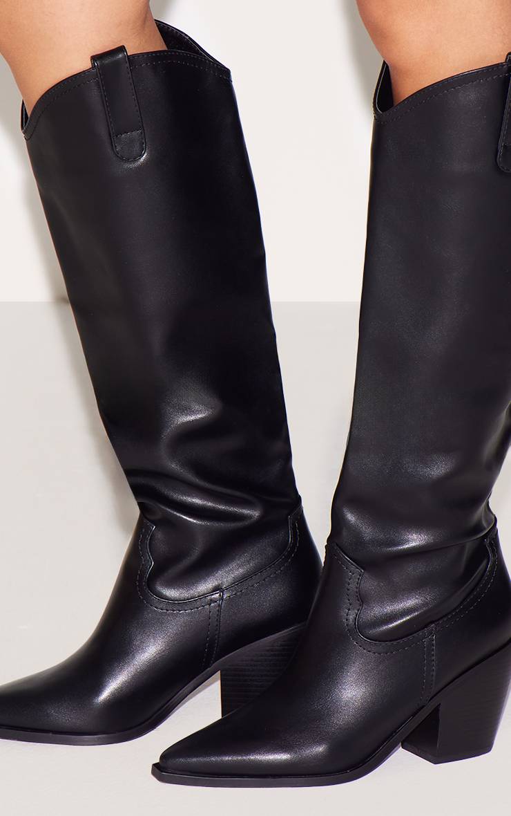 Noir Bottes Western Mi-mollet