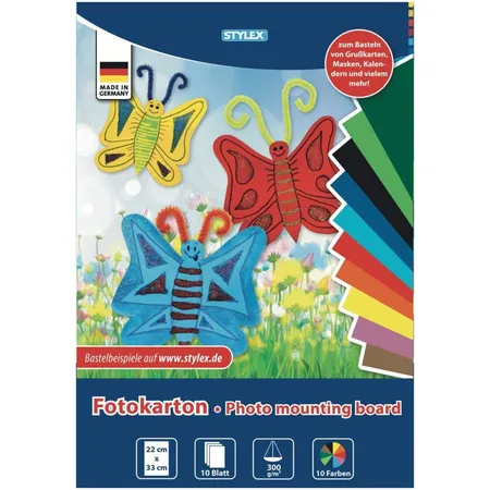 Stylex Fotokarton-Block, 22 x 33cm, 10 Blatt, farbig
