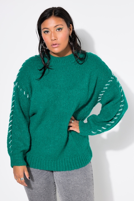 Pullover, oversized, Colornähte, Langarm