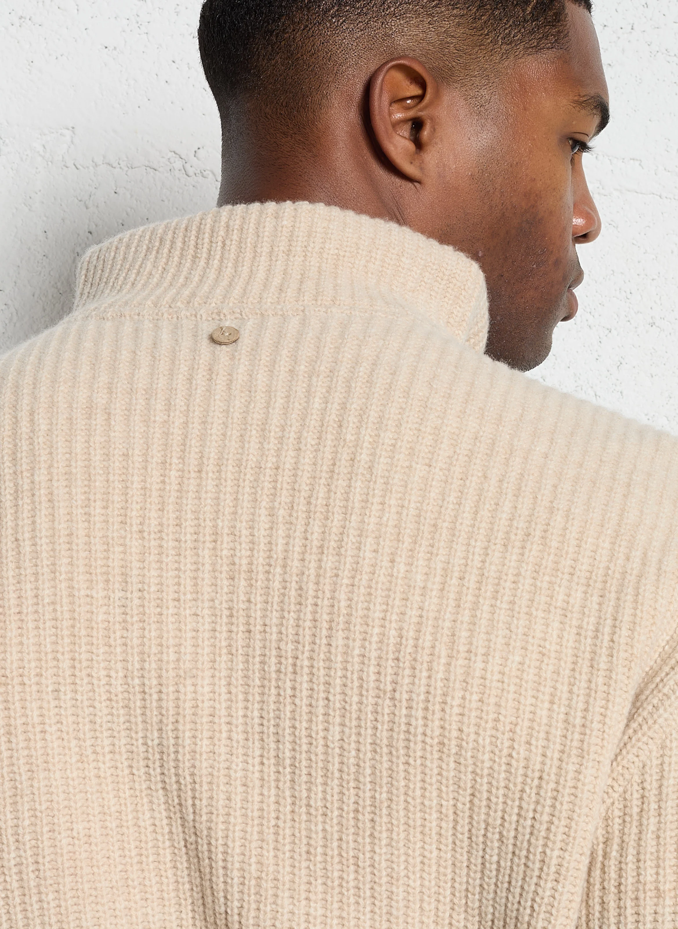 ARDENNE - Pull côtelé zippé en laine mélangée | Beige