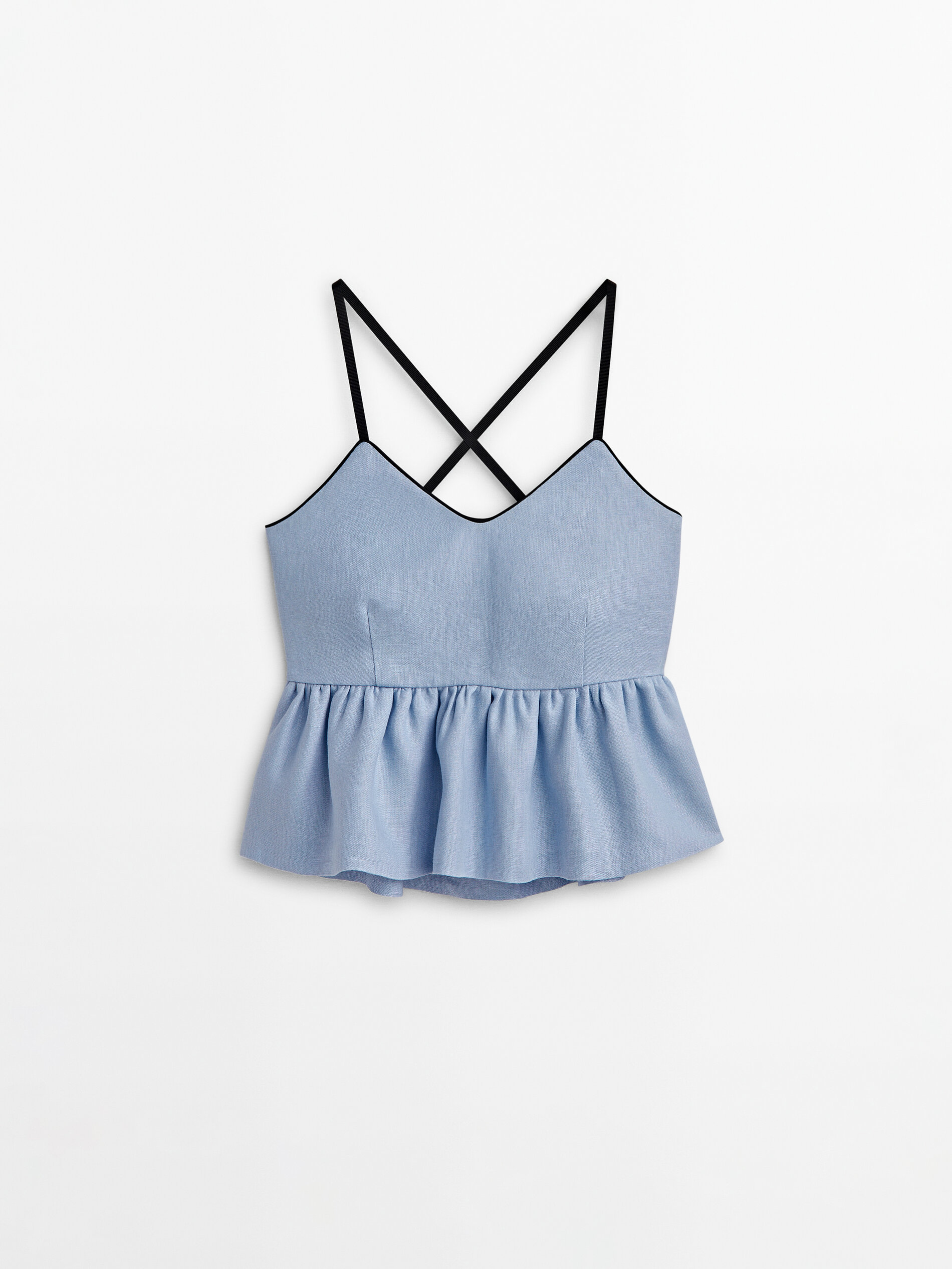 Top peplum Lino - Studio - CELESTE
