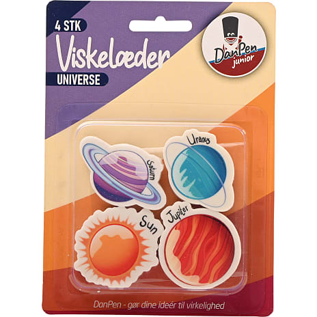Danpen viskelæder 4-pak - planeter