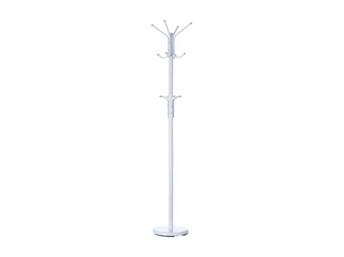 Porte-manteau en métal coloris blanc - Longueur 30 x Profondeur 30 x Hauteur 178 cm