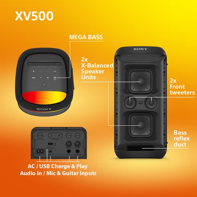 Sony SRS-XV500 trådløs festhøjttaler (sort)