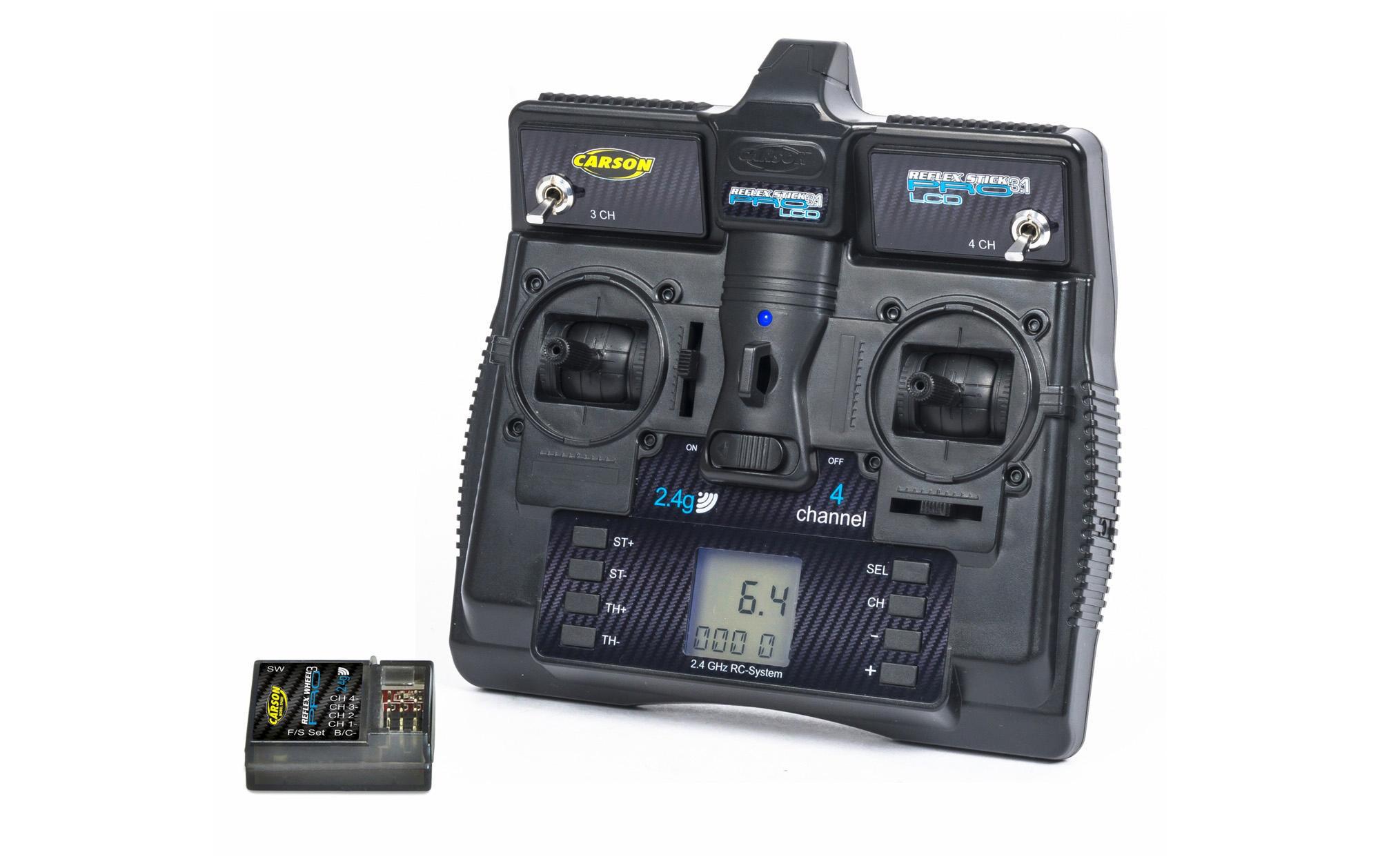Fernsteuerung Reflex Stick Pro 3.1 LCD 4 Kanal mit Empfänger4-Kanal RC-Anlage für Fahrzeuge