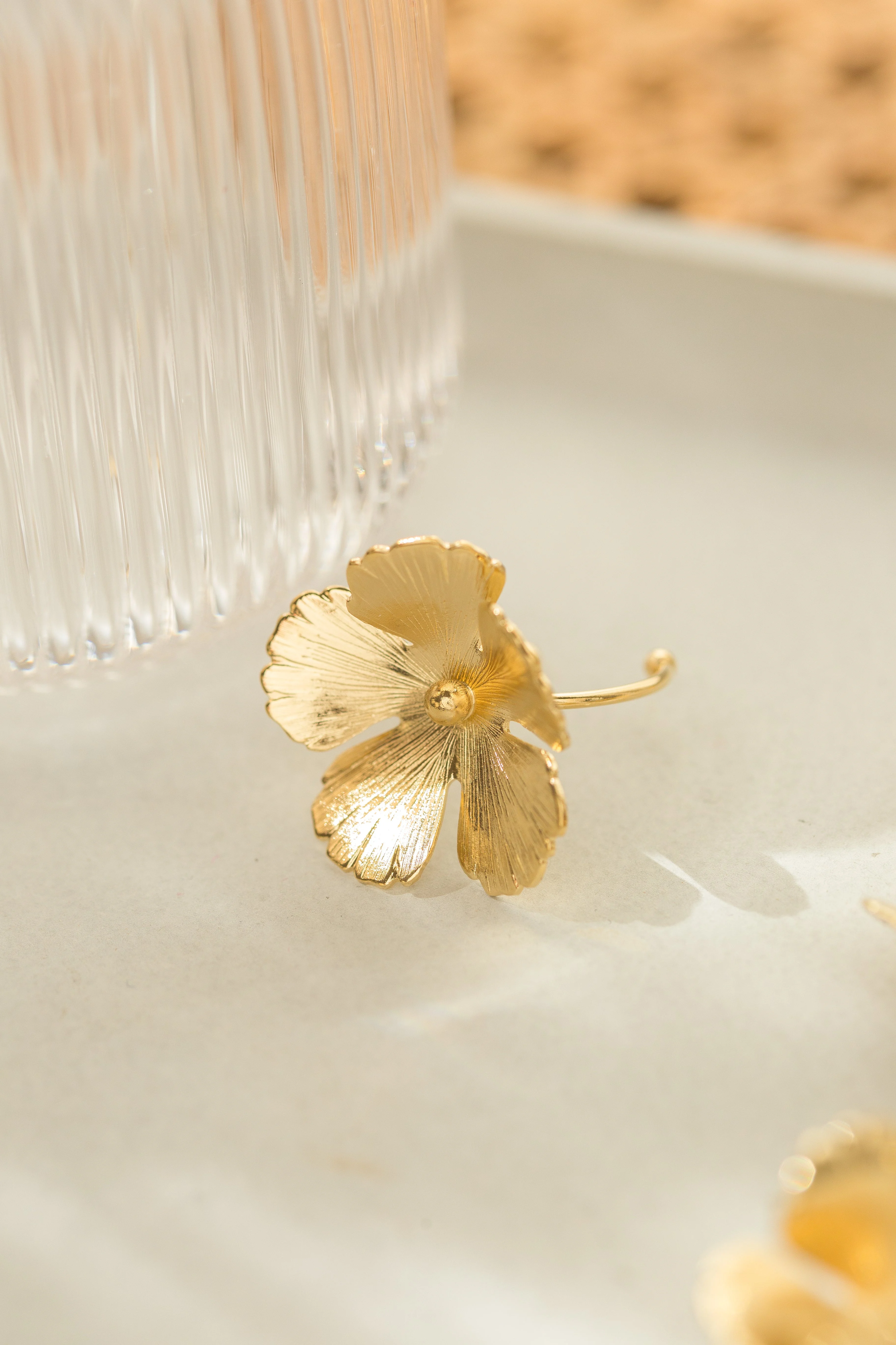 ORPHÉE - Maxi bague fleur plaqué argent | Doré