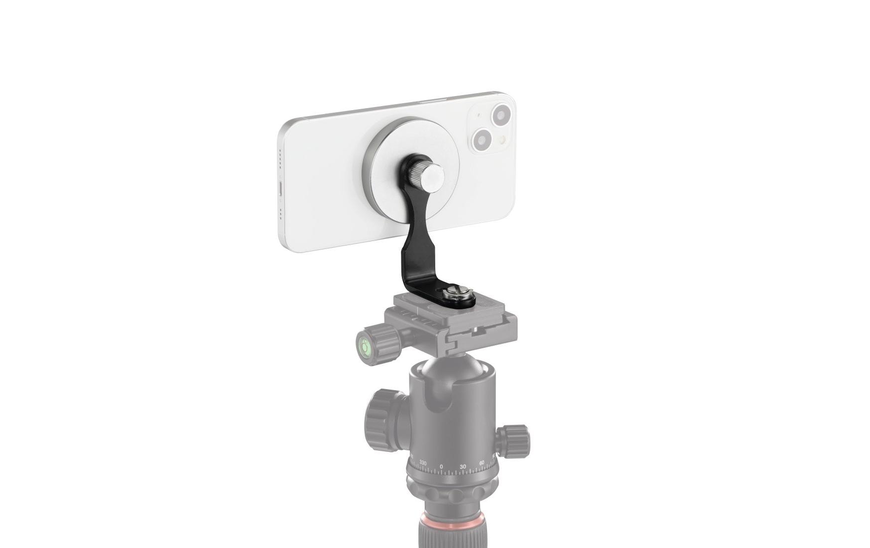 Halterung Handy «Puck» magnetisch, universalKompakter Magnet-Halter zur sicheren Befestigung eines Smartphones an Kamerastative und ¼“-Anschlüsse