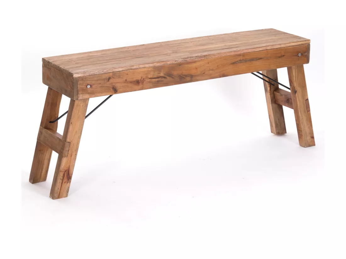 BANC Aldo Bois de recyclage massif, pieds pliables 01 natur-vintage
