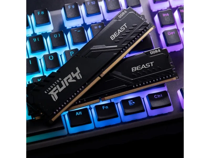 Kingston FURY Beast - DDR4 - sæt - 32 GB: 2 x 16 GB - DIMM 288-PIN - 3600 MT/s / PC4-28800 - CL18 - 1.35 V - ikke bufferet - ikke-ECC - sort