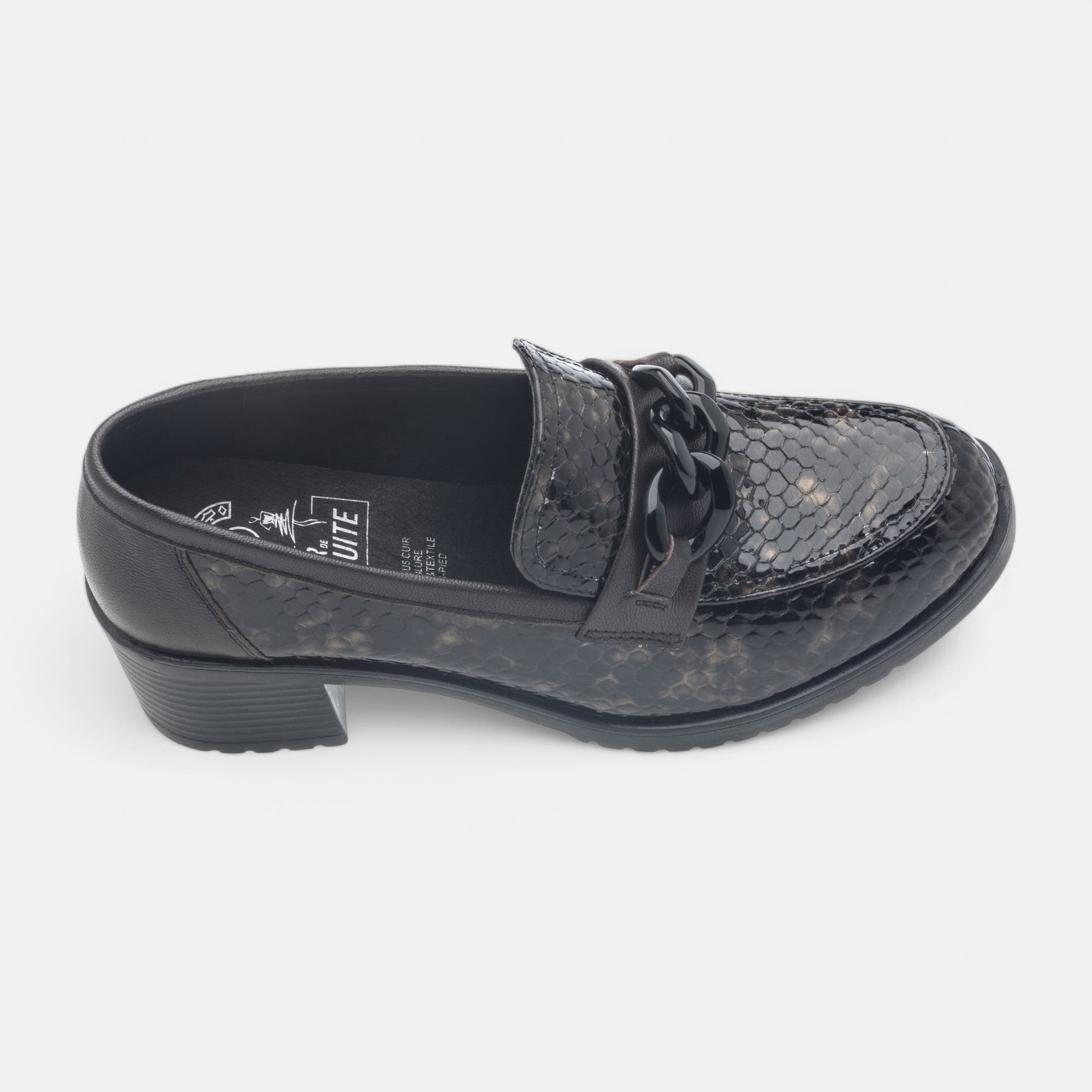 Mocassins pieds sensibles à talon Femme en cuir marron
