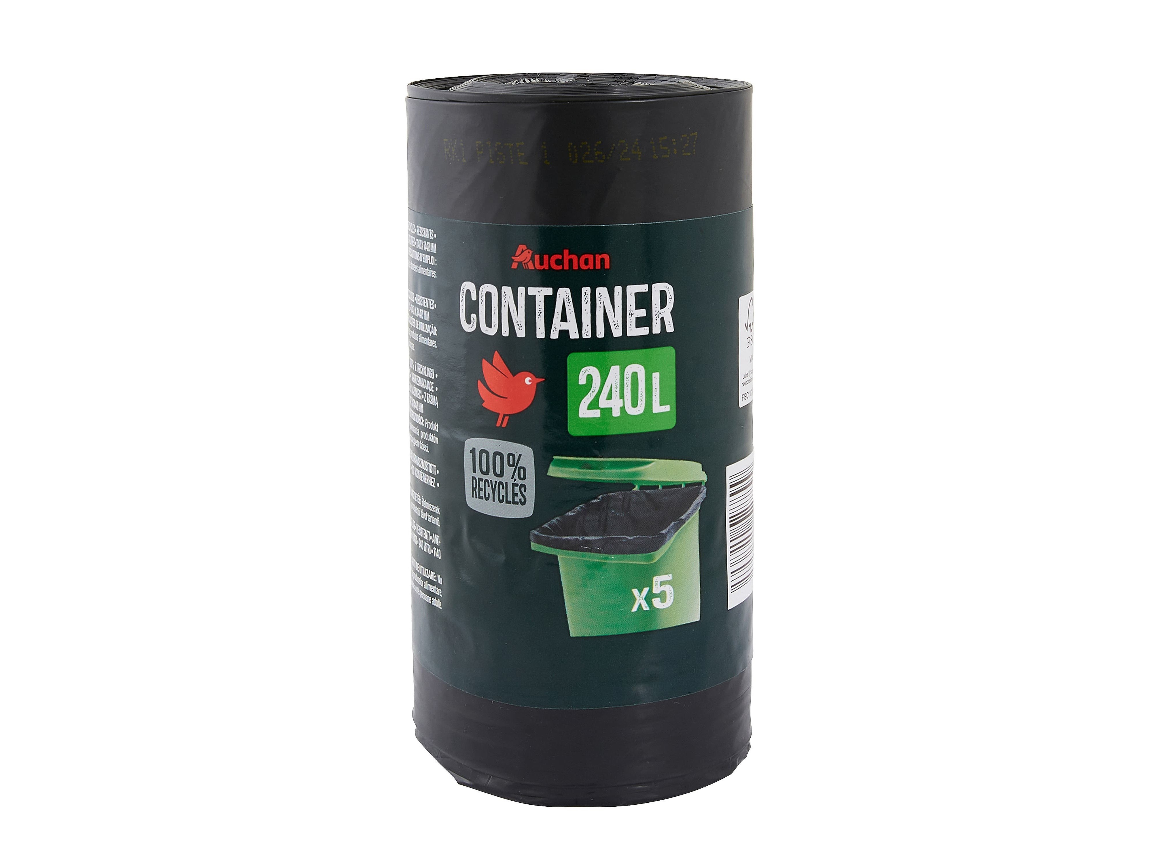 SACOS DE LIXO AUCHAN P/CONTENTORES 240L 5UN