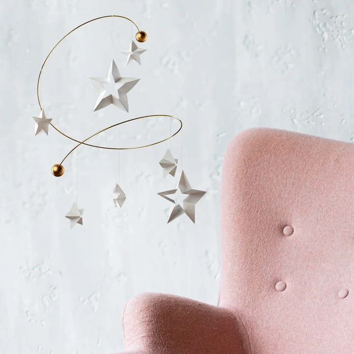 Flensted Mobiles - Starry Night Mobile 7, weiss / gold
