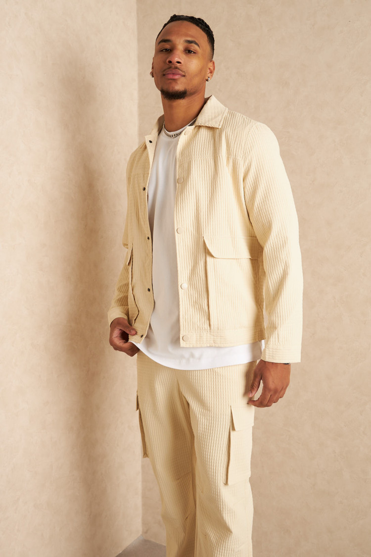 Ensemble 2 pièces veste + jogging beige quadrillé