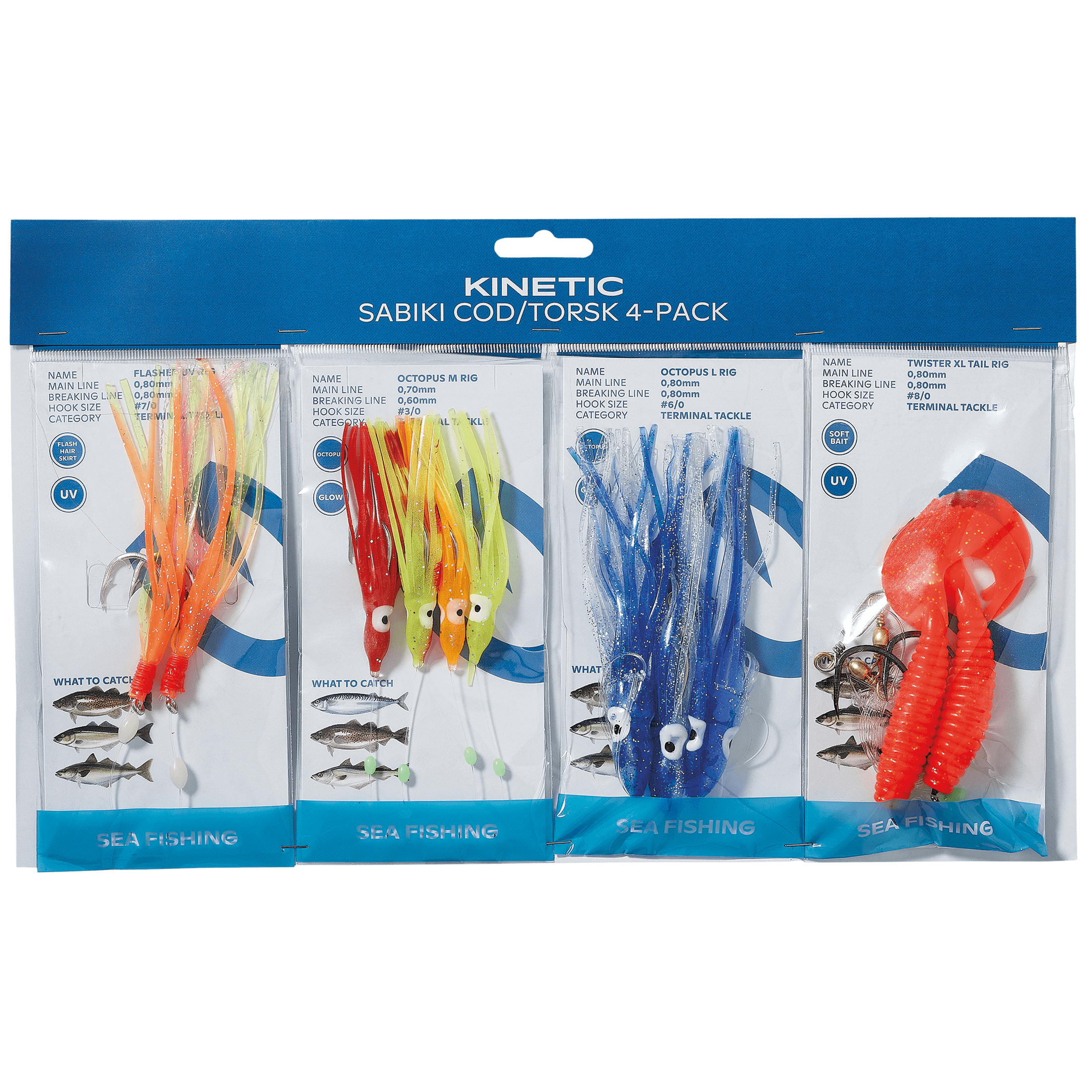 Kinetic Kinetic Sabiki Torsk 4-pack - Sluk og agn