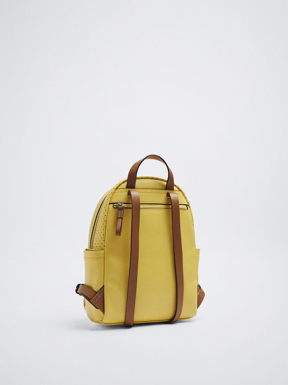 Mochila com detalhe perfurado - Amarela