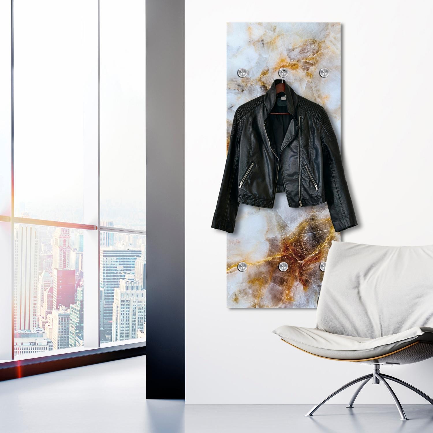 queence Garderobenleiste »Muster marmoriert« Wandgarderobe, Garderobe, Marmor, platzsparend
