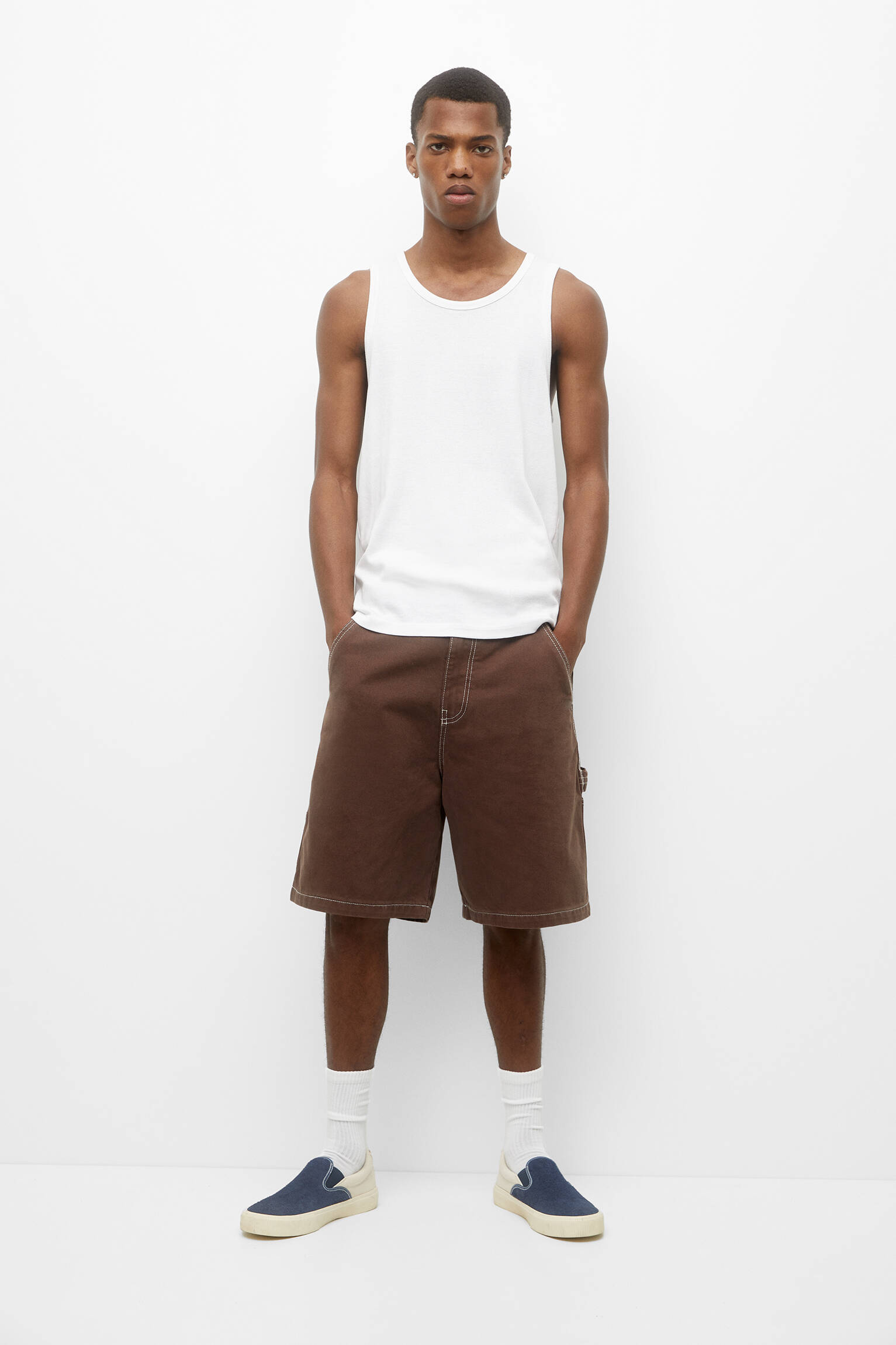 Bermuda jeans Carpenter - Bordô escuro