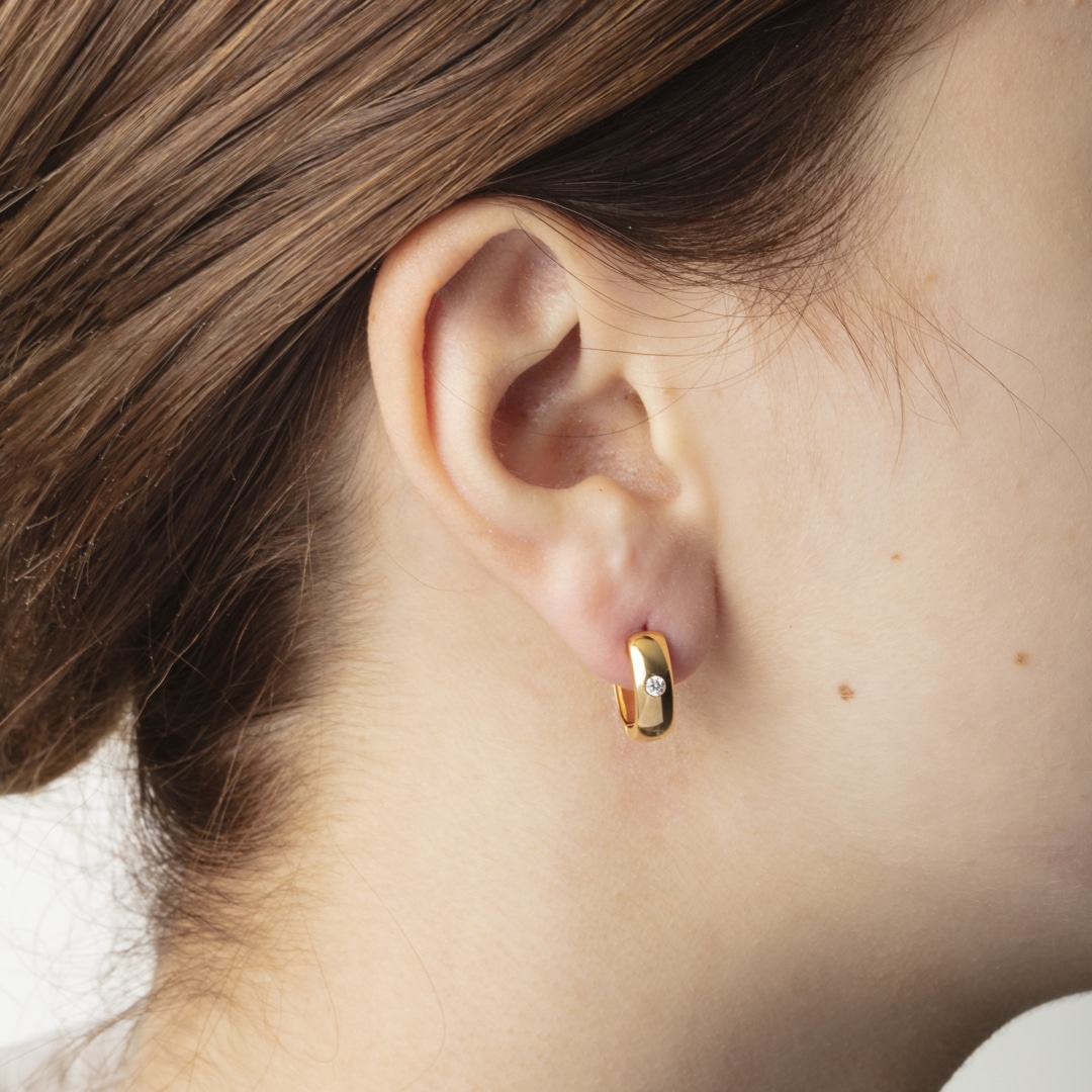 Kreolen 750/18 K Gelbgold Ø 14mm mit Zirkonia
