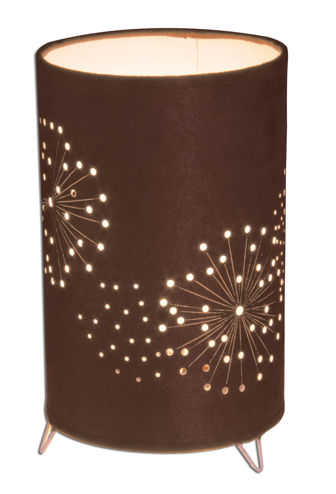 Stoff-Tischleuchte DANDELION - braun - 25 cm hoch