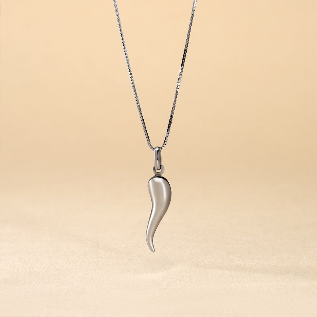 Pendentif Felicette Corne Abondance Or Blanc