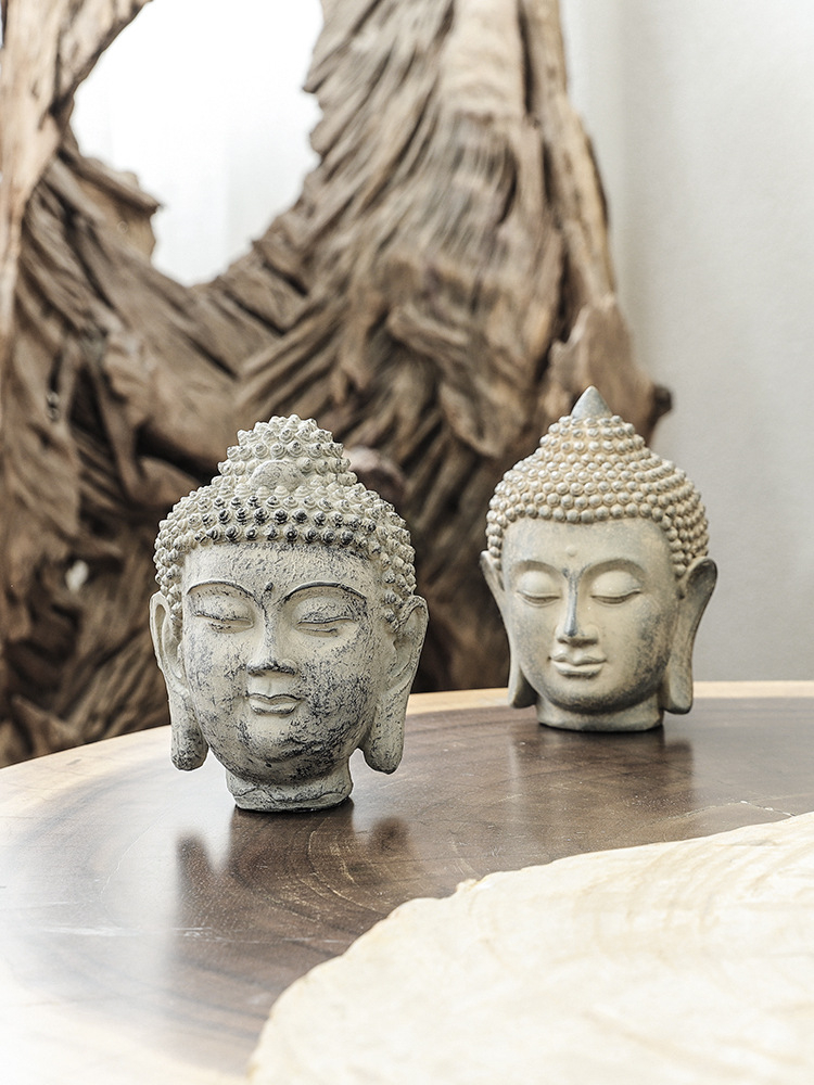 (11x16cm) Buddha Kopf Home Dekoration Garten Accessoire in Stein Optik