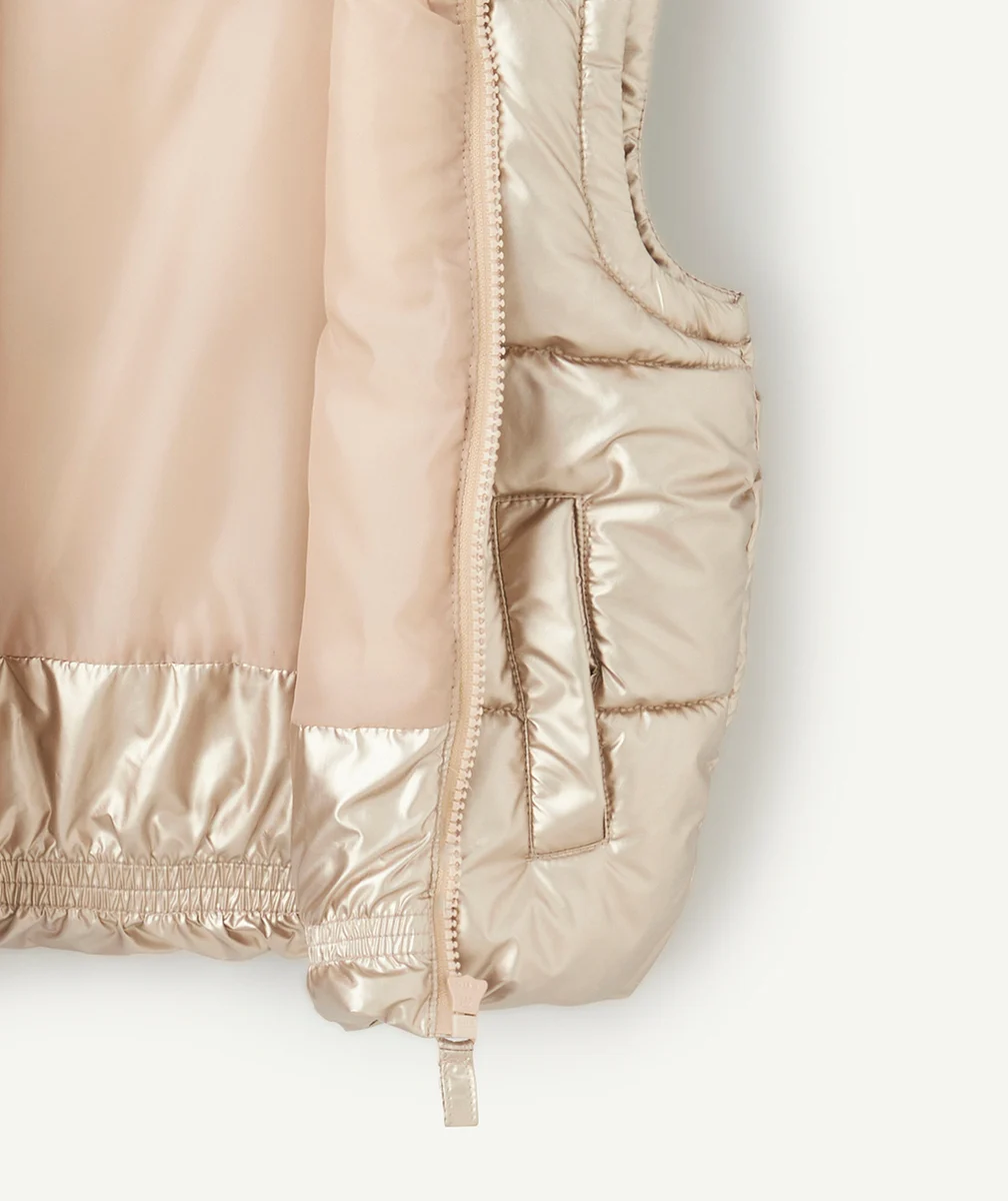DOUDOUNE SANS MANCHES FILLE EN REMBOURRAGE RECYCLÉ COULEUR ROSE DORÉE
