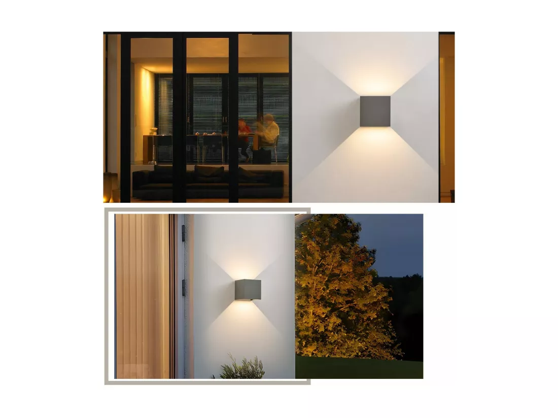 NETTLIFE Applique LED 5W ,2 pièces-Lampe Murale Extérieur/Intérieure gris，double faisceau réglable étanche IP65 230V 3000K