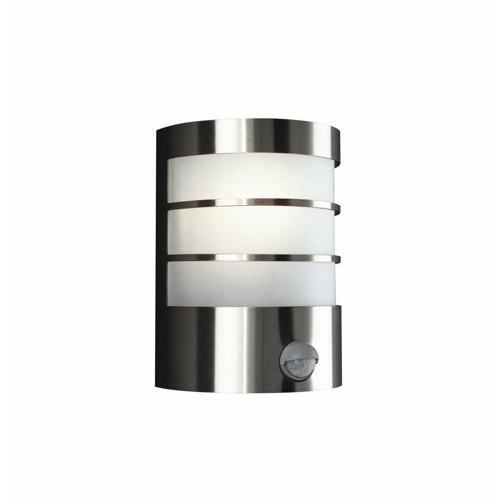 Wandlamp Calgary in roestvrij staal, E27, IP44 met bewegingsmelder