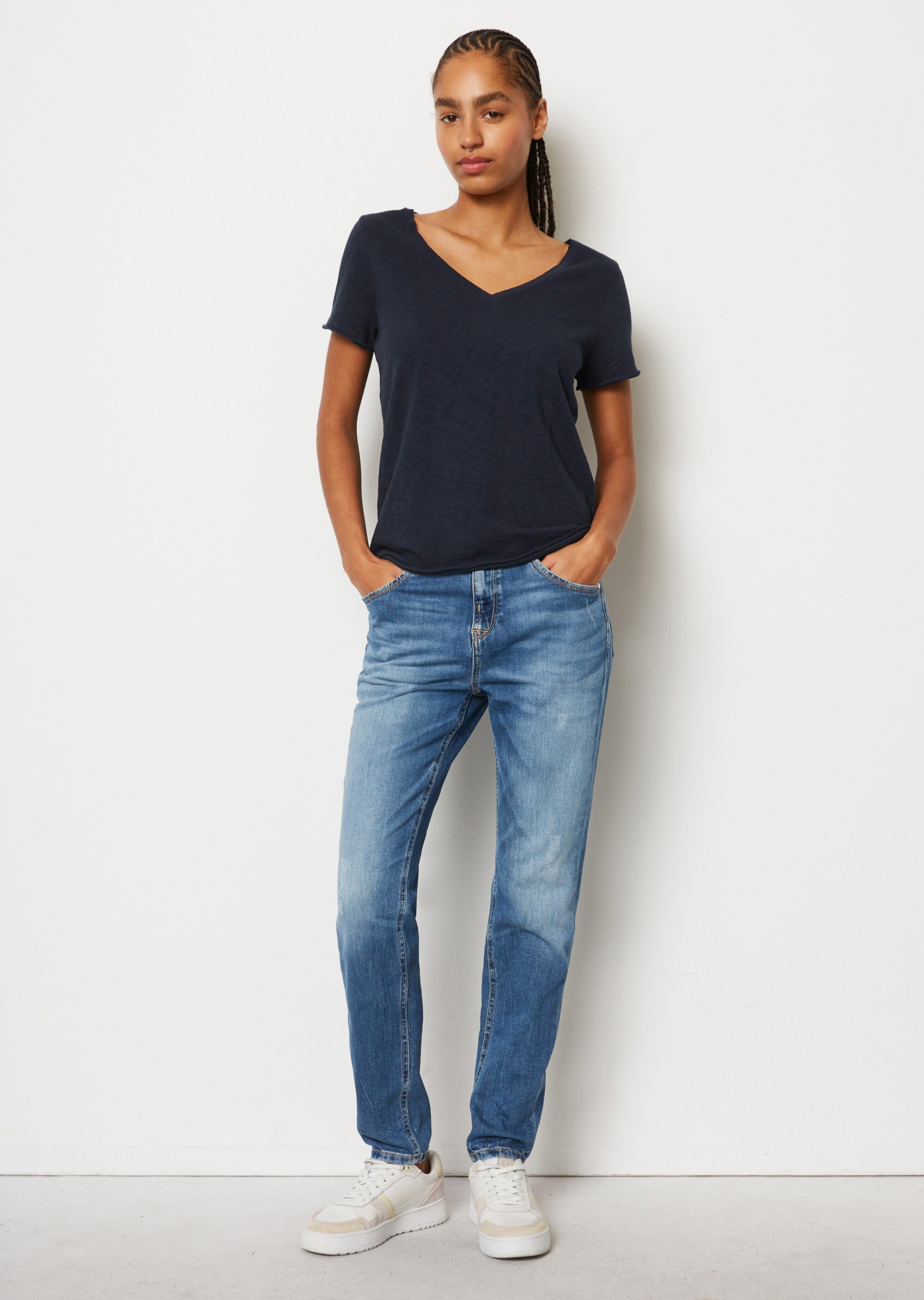 V-Neck-T-Shirt regular Organic-Slub-Cotton