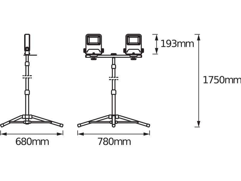 Ledvance Scheinwerfer Worklight Tripod CH Plug, 60 W, 4000K Vielseitiges LED-Arbeitslicht mit Stativ und Stecker-Typ J (SEV 1011)