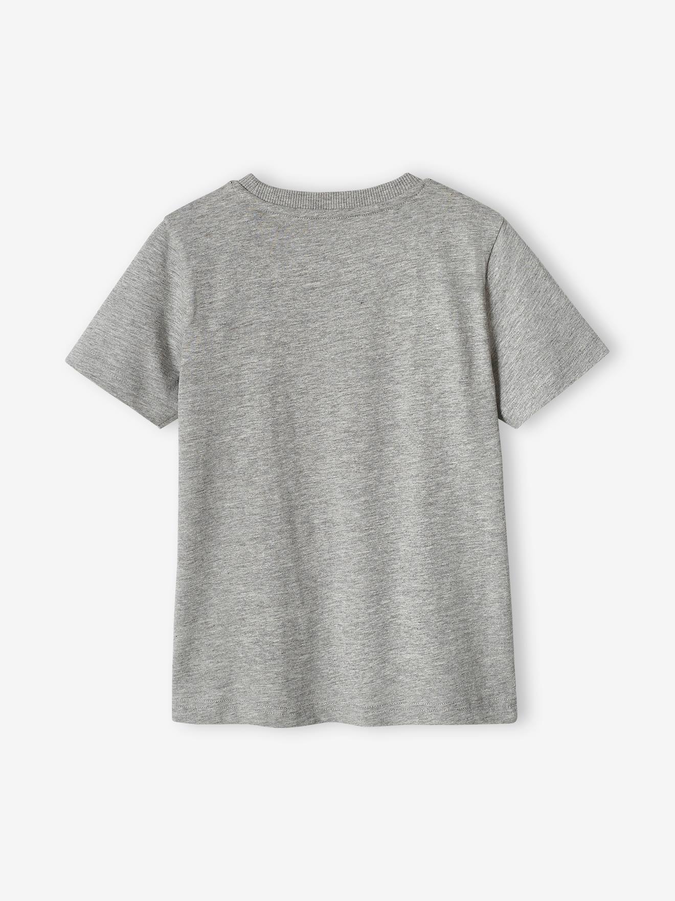 Camiseta infantil masculina em algodão orgânico com estampa de animais, verde salgueiro.