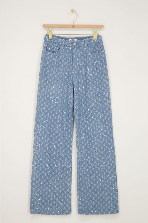 Blauwe denim jeans met pailletten