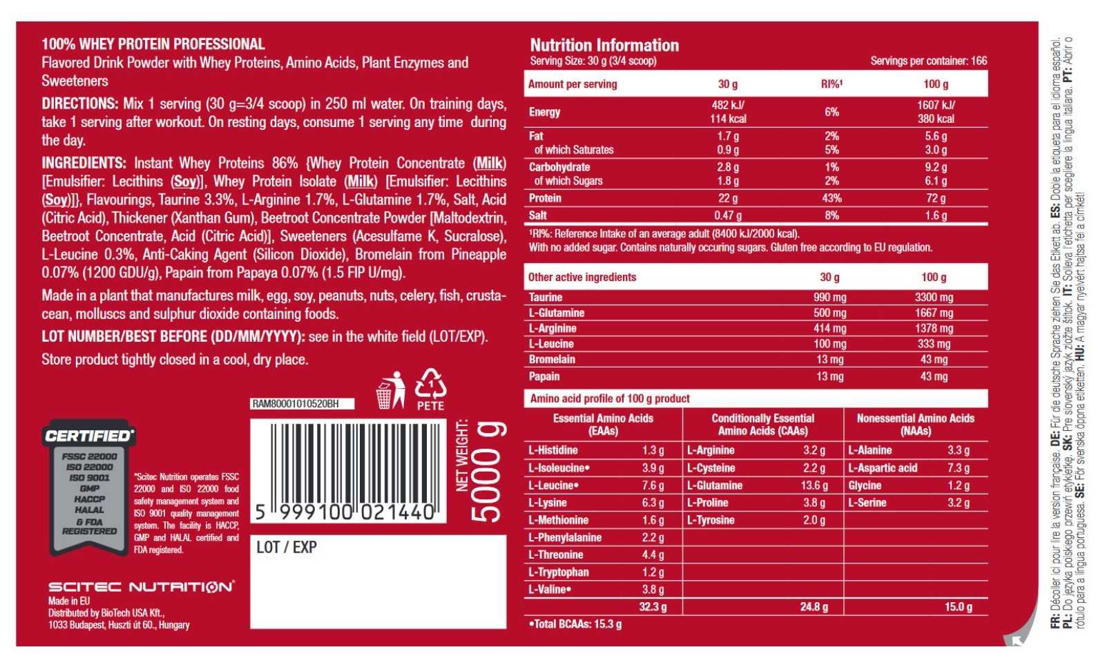 Scitec Nutrition 100% Proteína Whey Profissional 920 g