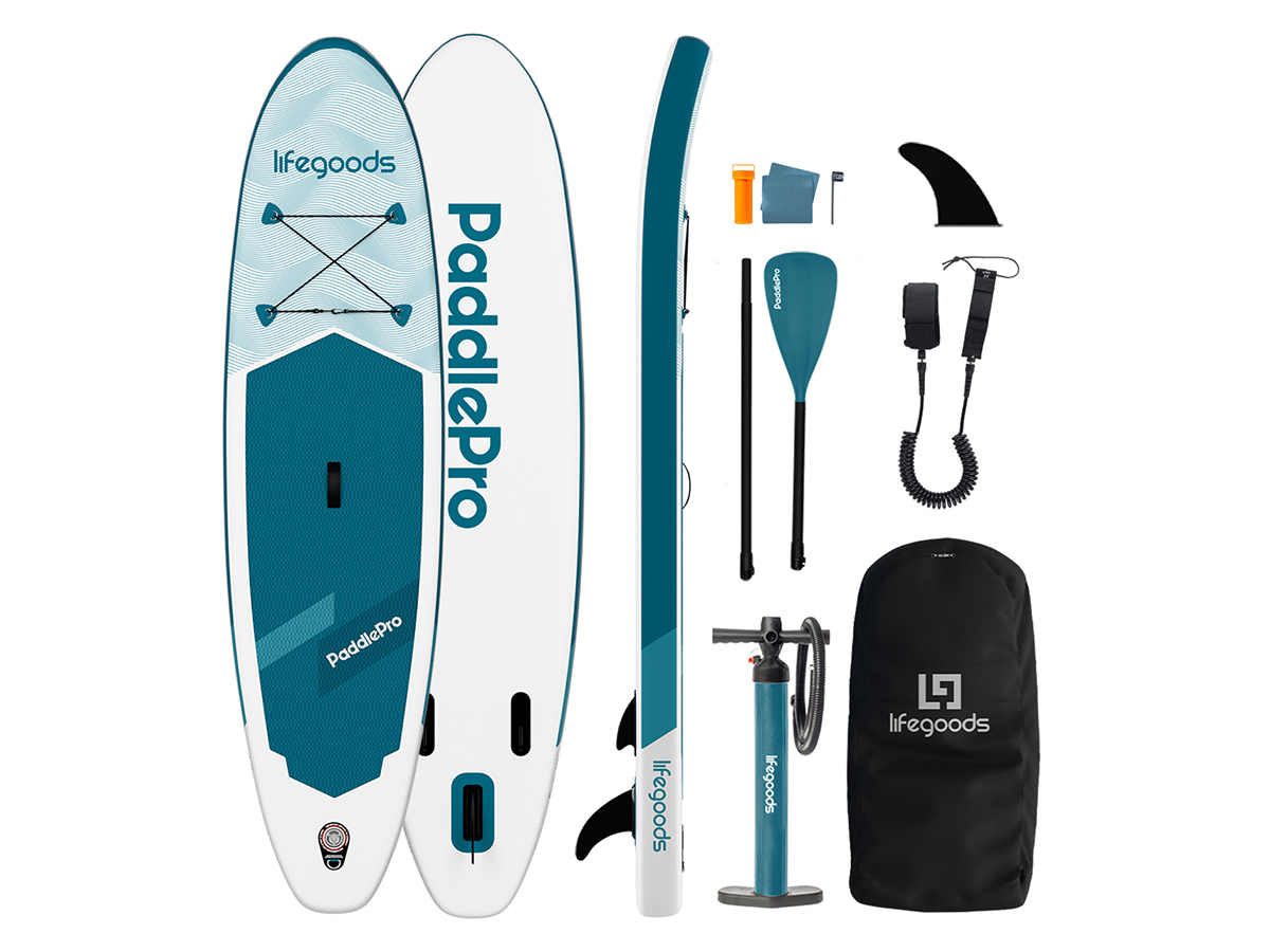 LifeGoods Allround Compact SUP Board - White/Deep Aqua