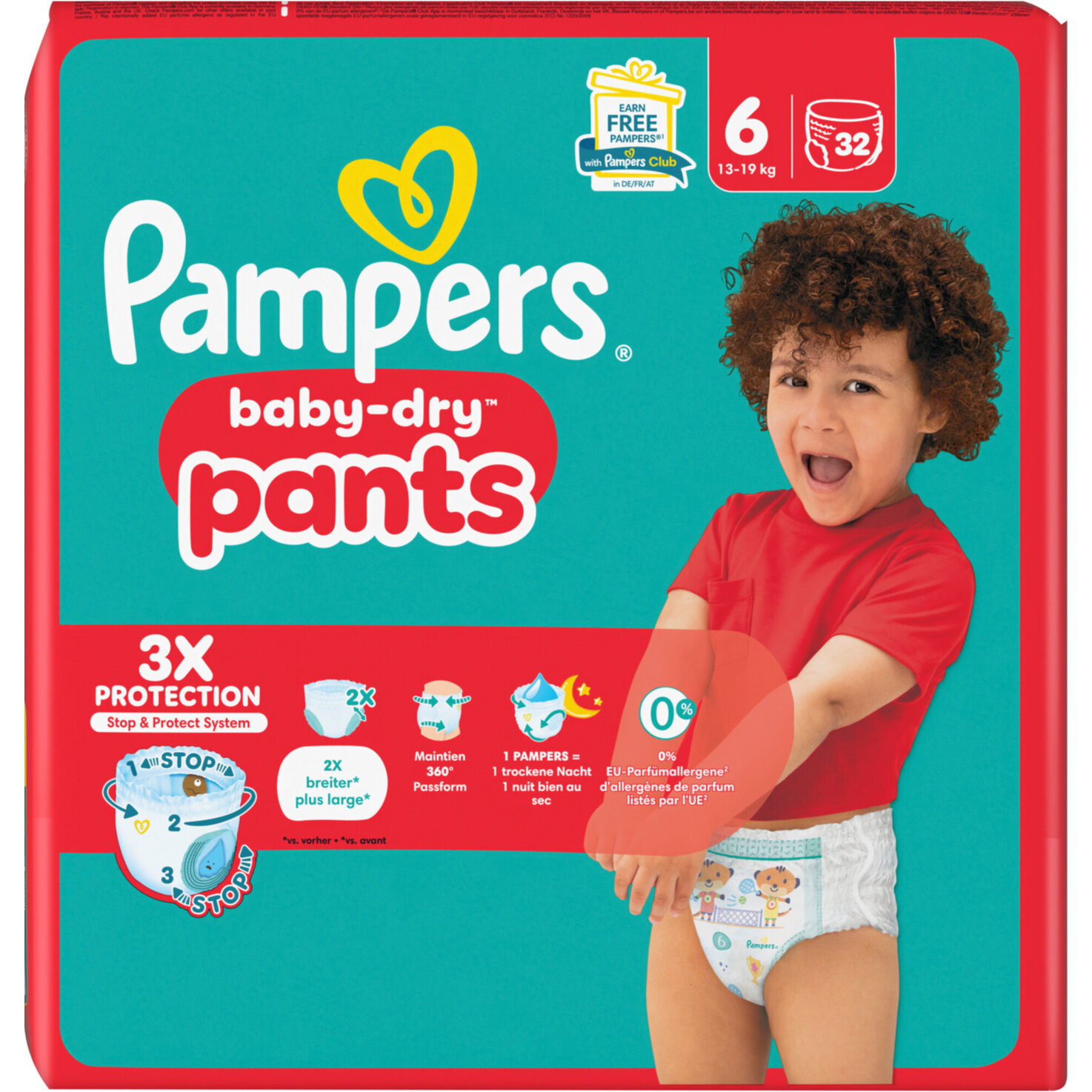 Pampers Baby Dry Pants Grösse 6 Extra Large 13-19kg 32 Stück