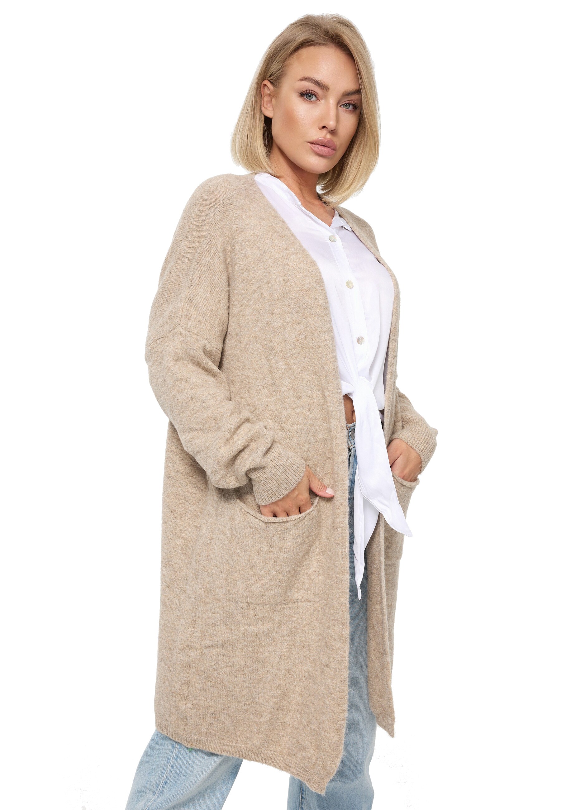 PM SELECTED Damen Cardigan Elegante Strickjacke mit Taschen in Einheitsgröße PM03