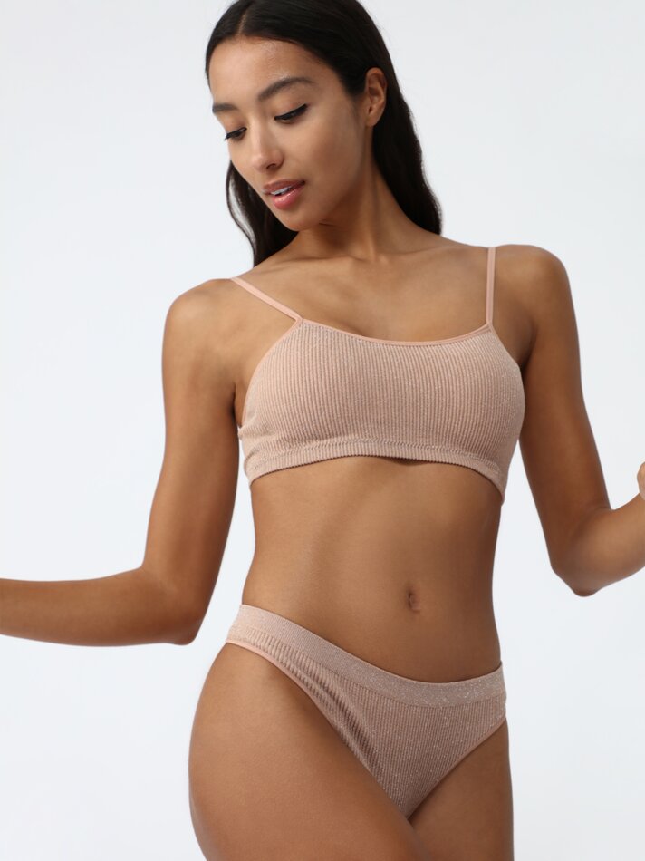 Conjunto com 2 sutiãs canelados brilhantes - Preto