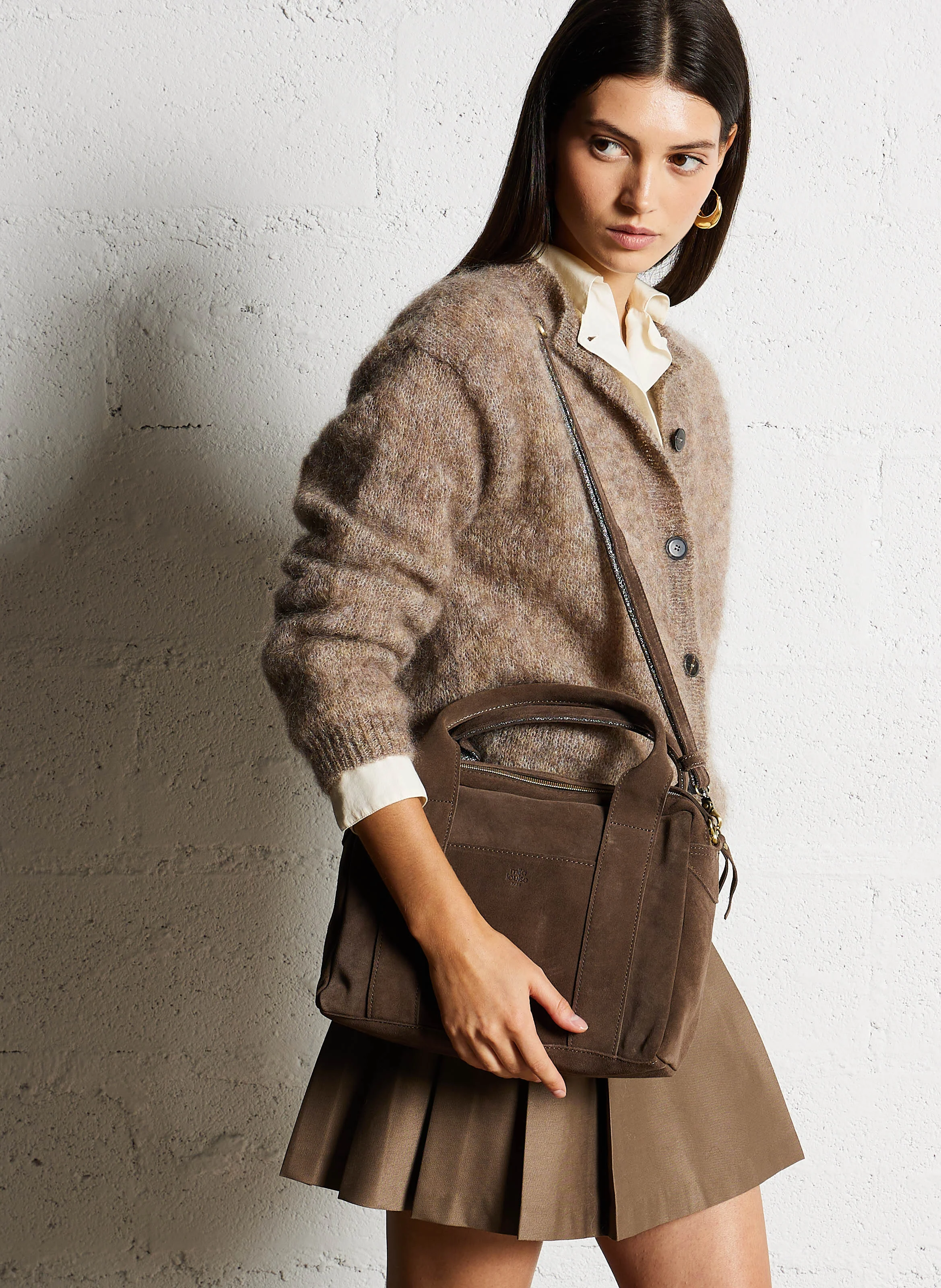 MAPA - Sac cabas en cuir velours | Gris