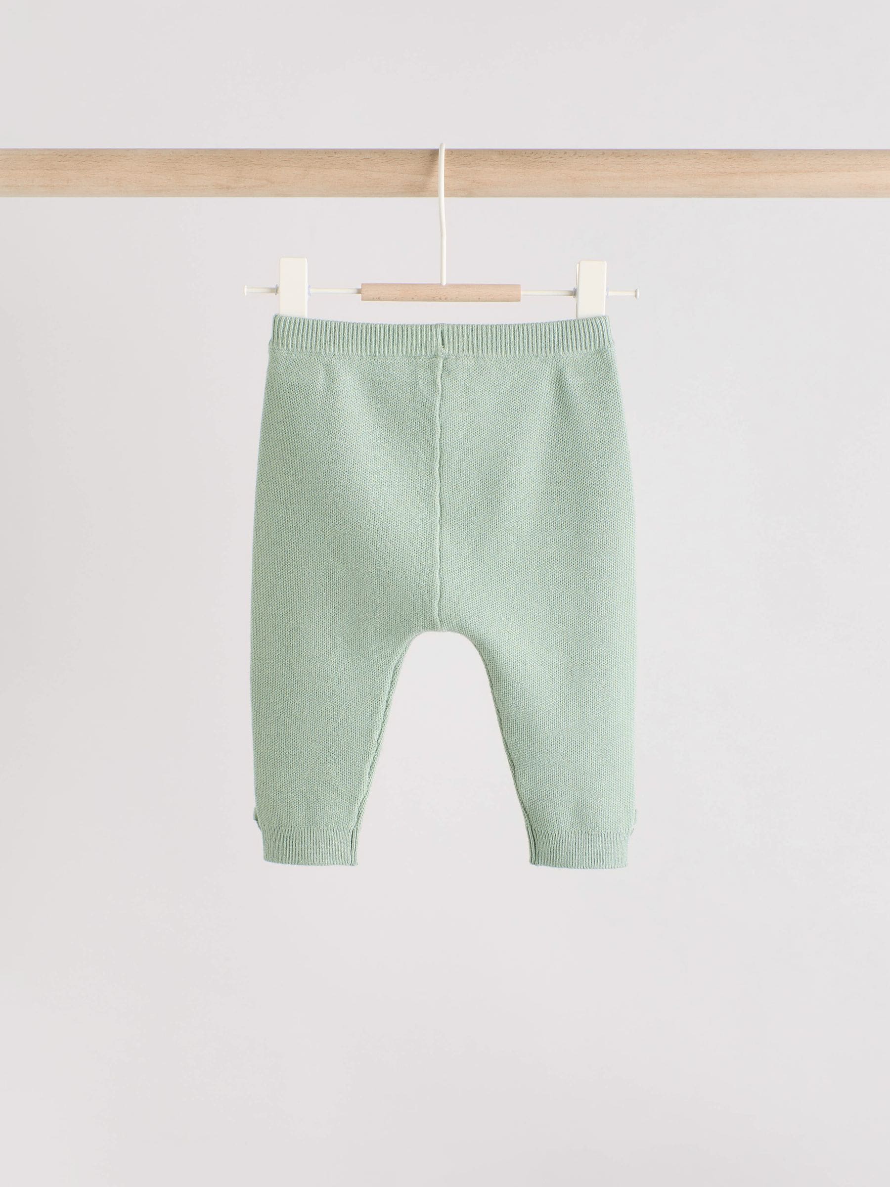 Grijs-groen - 2 -delige babyset met gebreide wikkelstrui en legging (0mnd-2jr)