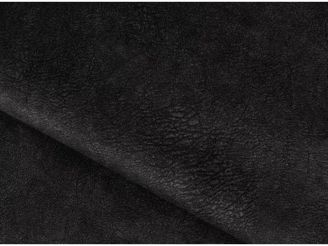 Canapé convertible angle gauche vintage tissu effet cuir noir Grenky 276cm