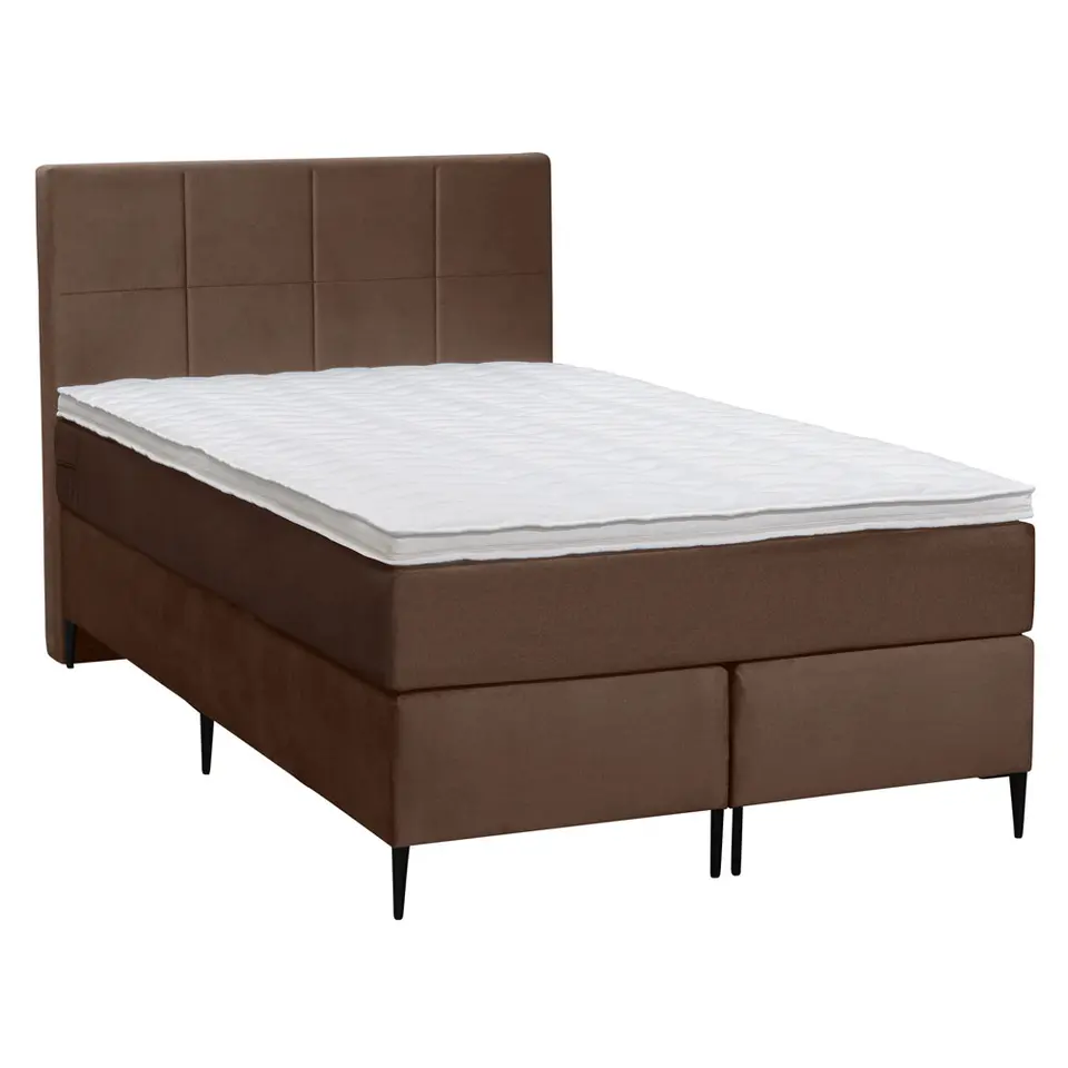 Boxspring Liv geblokt - bruin - 120x200 cm - slanke poot