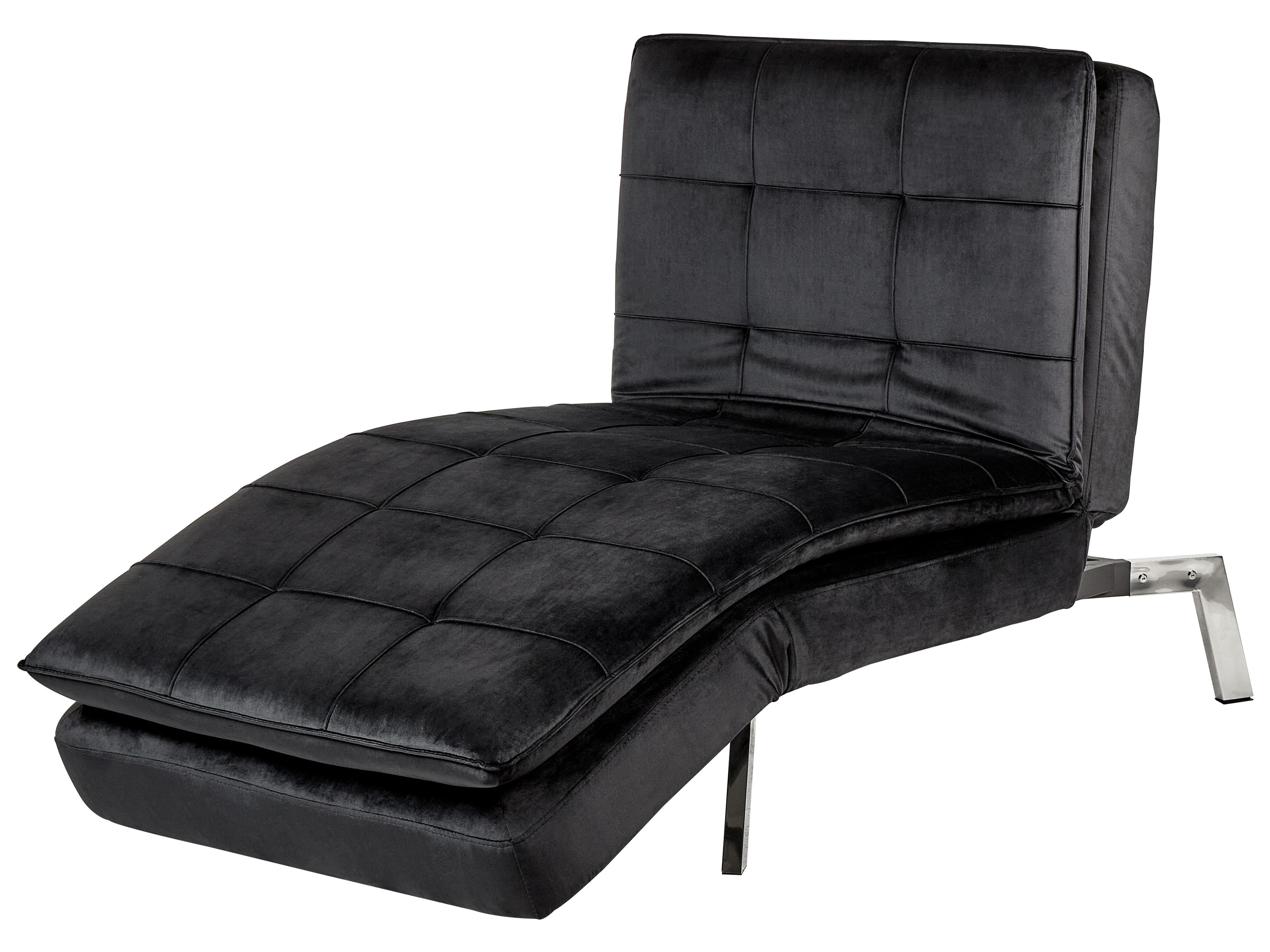 Chaise longue LOIRET Fluweel Zwart