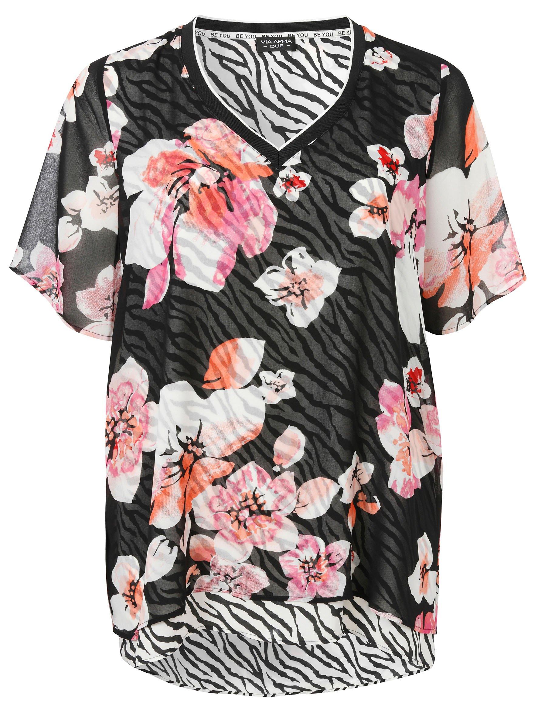 Doppellagige Chiffonbluse im Mustermix