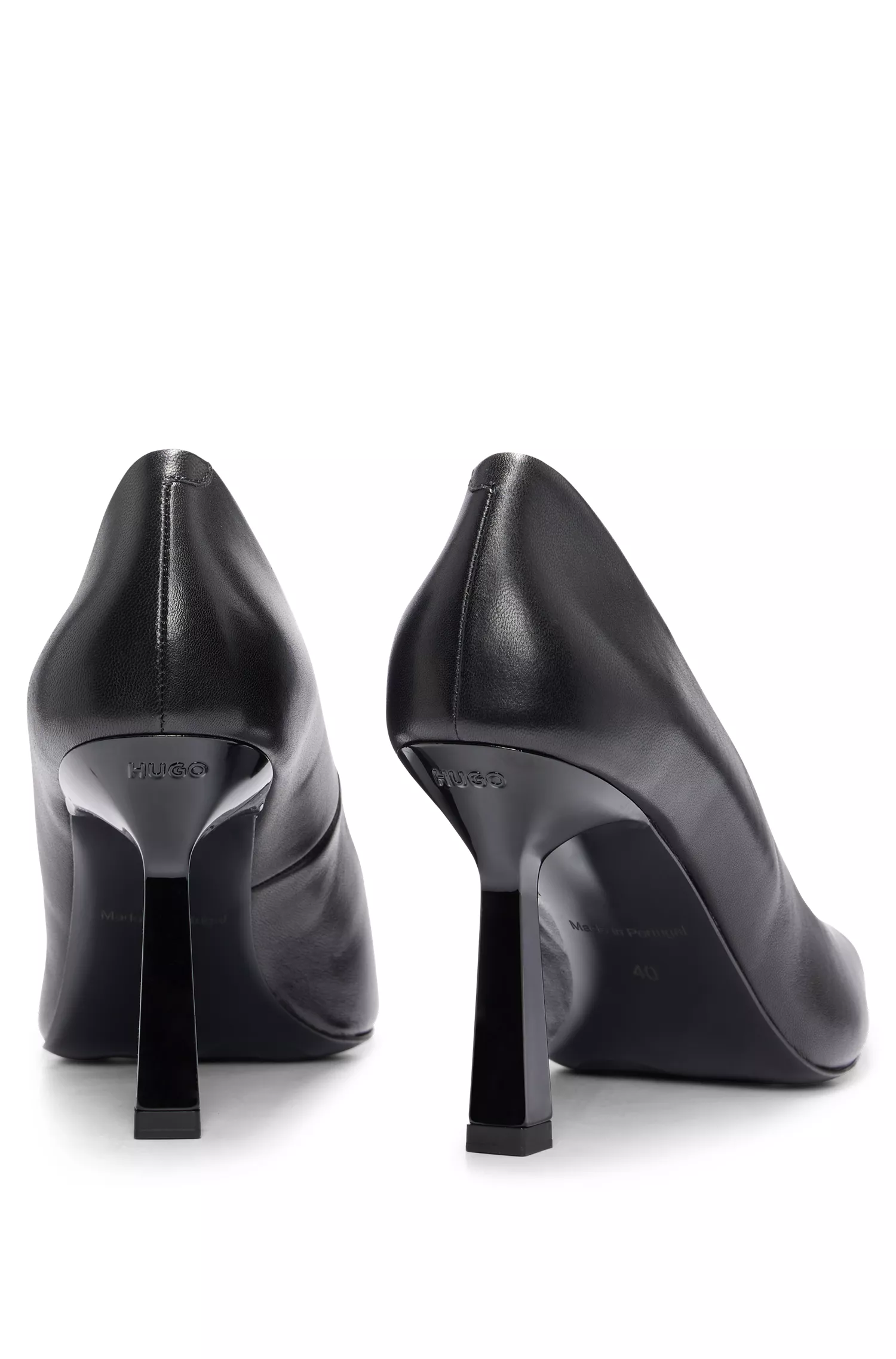 Sapatos de salto alto HUGO de bico fino vermelho em couro napa.