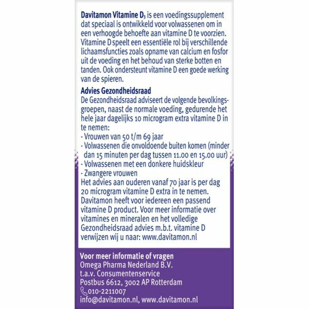 Davitamon Vitamine D 10 MCG Volwassenen150 smelttabletten