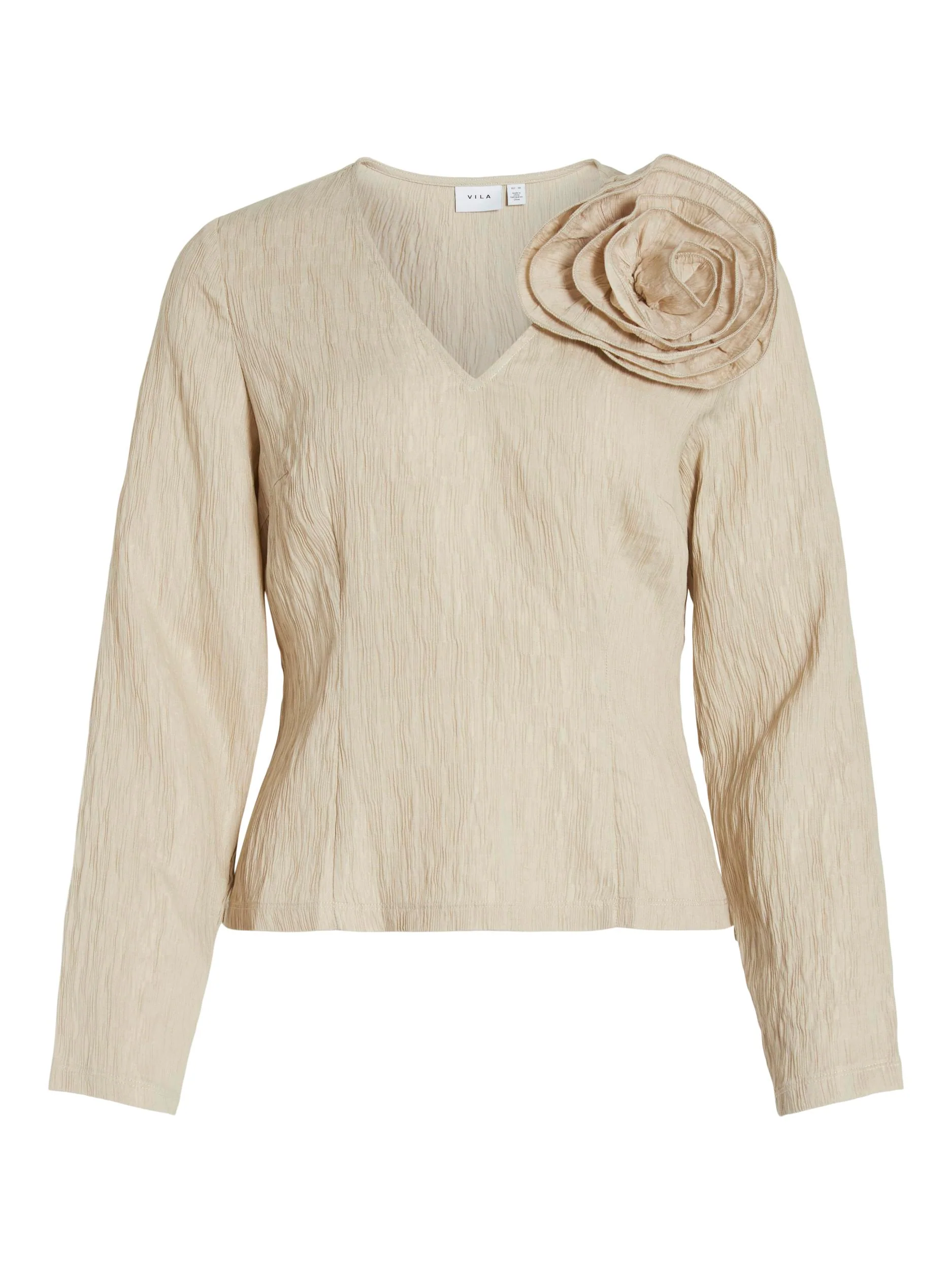 Vila  Viflowery bluse med rose - Cement