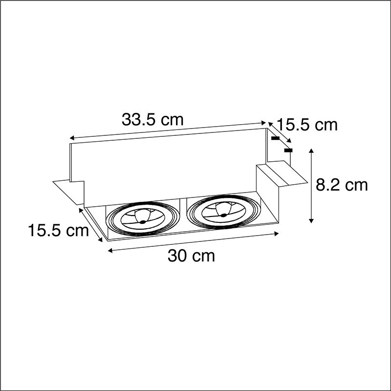 Set van 6 Inbouwspot wit draai- en kantelbaar AR111 Trimless 2-lichts - Oneon