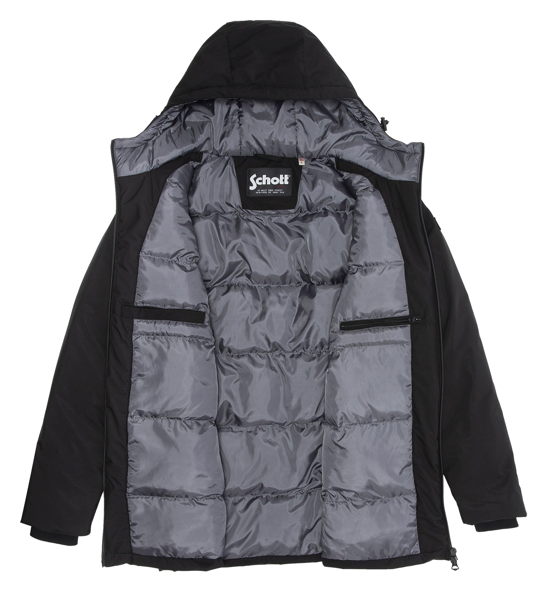 Parka longue droite à capuche | Noir