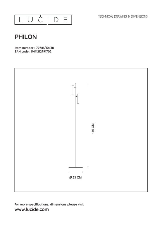 Lucide Philon Double vloerlamp LED zwart